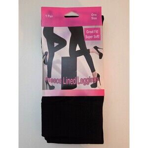3 Packs- Fleece Lined Leggings Black One Size Fits All NEW